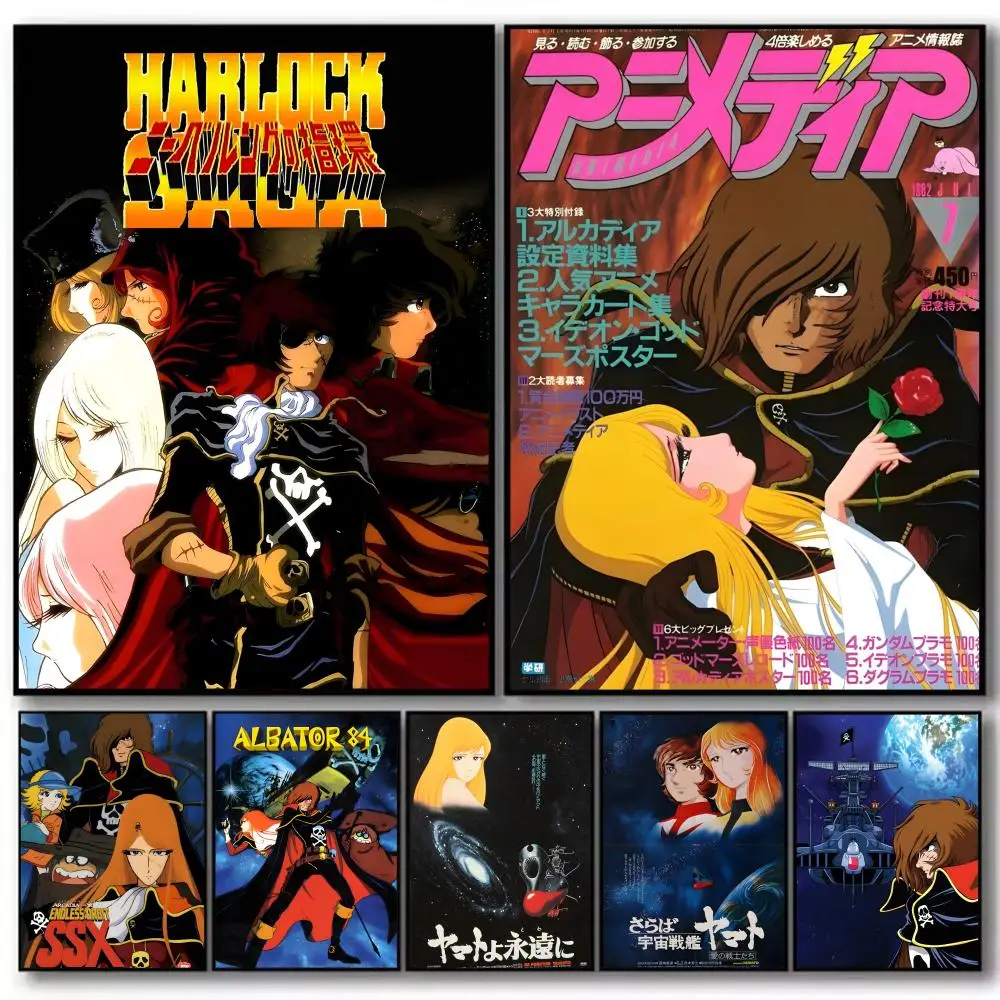 Affiche Anime Captain Harlock, autocollants haute définition, adaptés à la chambre à coucher, au salon, à la décoration de la maison