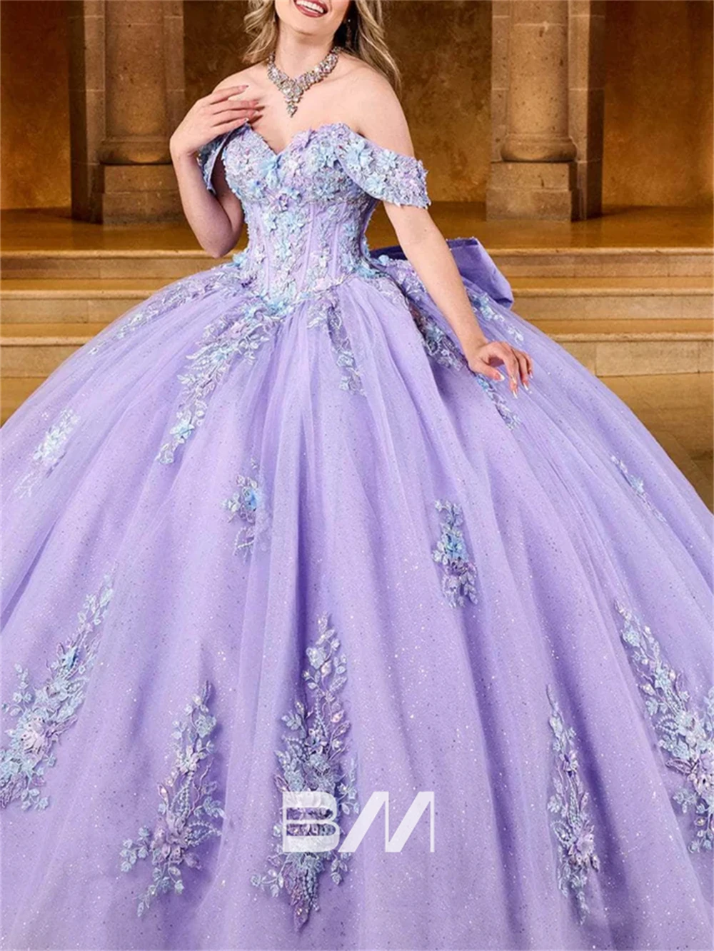 Romantic Lavender Sweet 15 16 Dress for Women 2024 Quinceanera Ball Gown Off Shoulder Large Train Formal Party Gown Cocktail