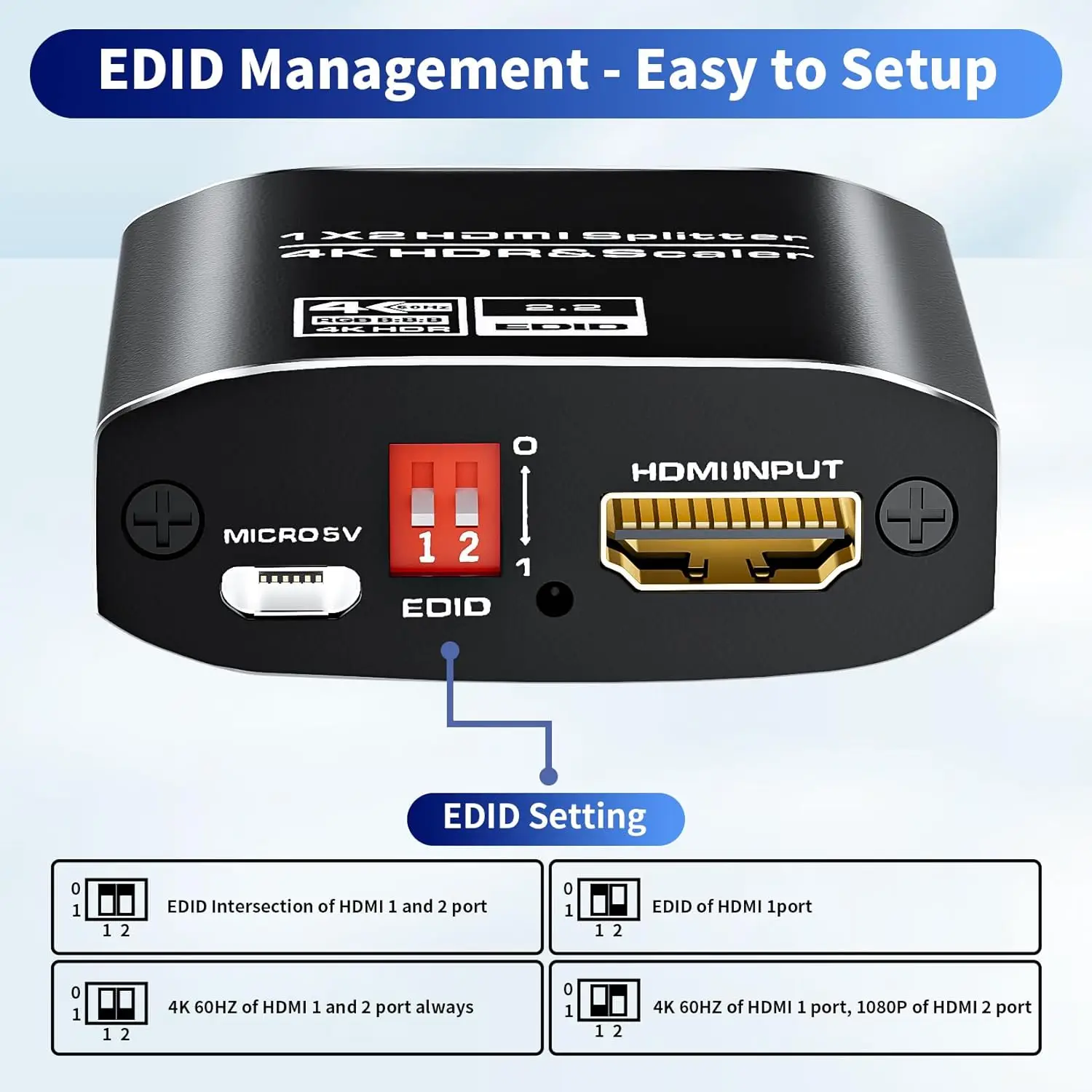 4K 60Hz HDMI Splitter 2/4-port HDMI 2.0 Splitter 1 in 4 out Splitter HDMI 2.0 4K/60Hz HDCP 2.2 for HDTV PS5 PS4 Pro Xbox Series