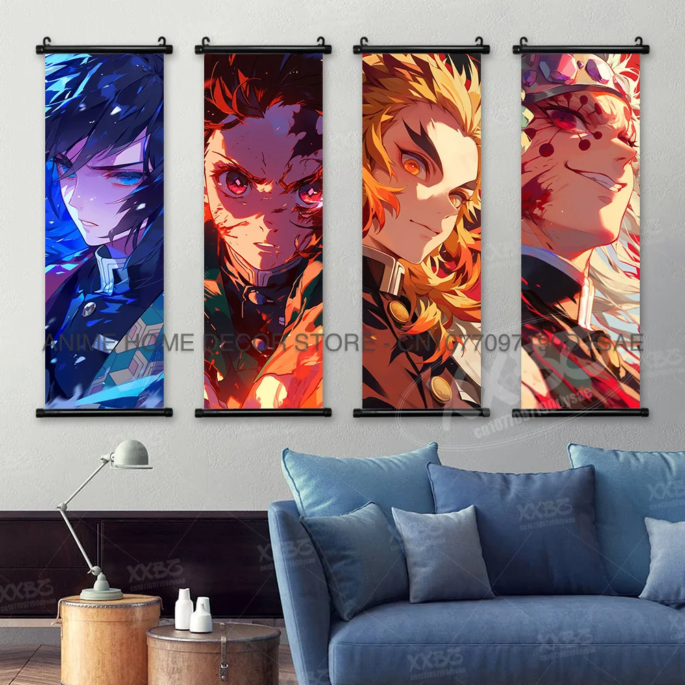 Demon Slayer Posters Uzui Tengen Home Wall Decor Kanroji Mitsuri Anime Paintings Kamado Tanjirou Art Scrolls Pictures Wallpaper