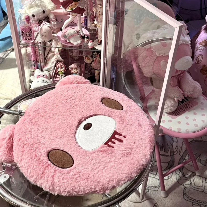 Gloomying Bear Soft Plush Bear Seat Cushion Chair Pad Cute Thick Stuffed Home Office Sofa Chair Back Cushion Gift For Girls