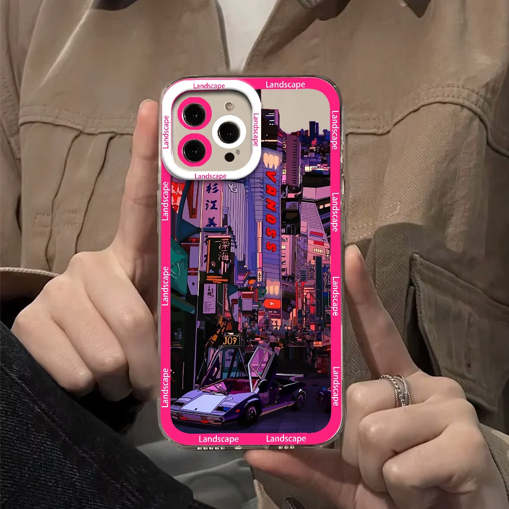 Чехол для телефона с пейзажем японского аниме для Samsung Galaxy S25 Ultra S24 FE S23 S22 Plus, прозрачный противоударный мягкий бампер