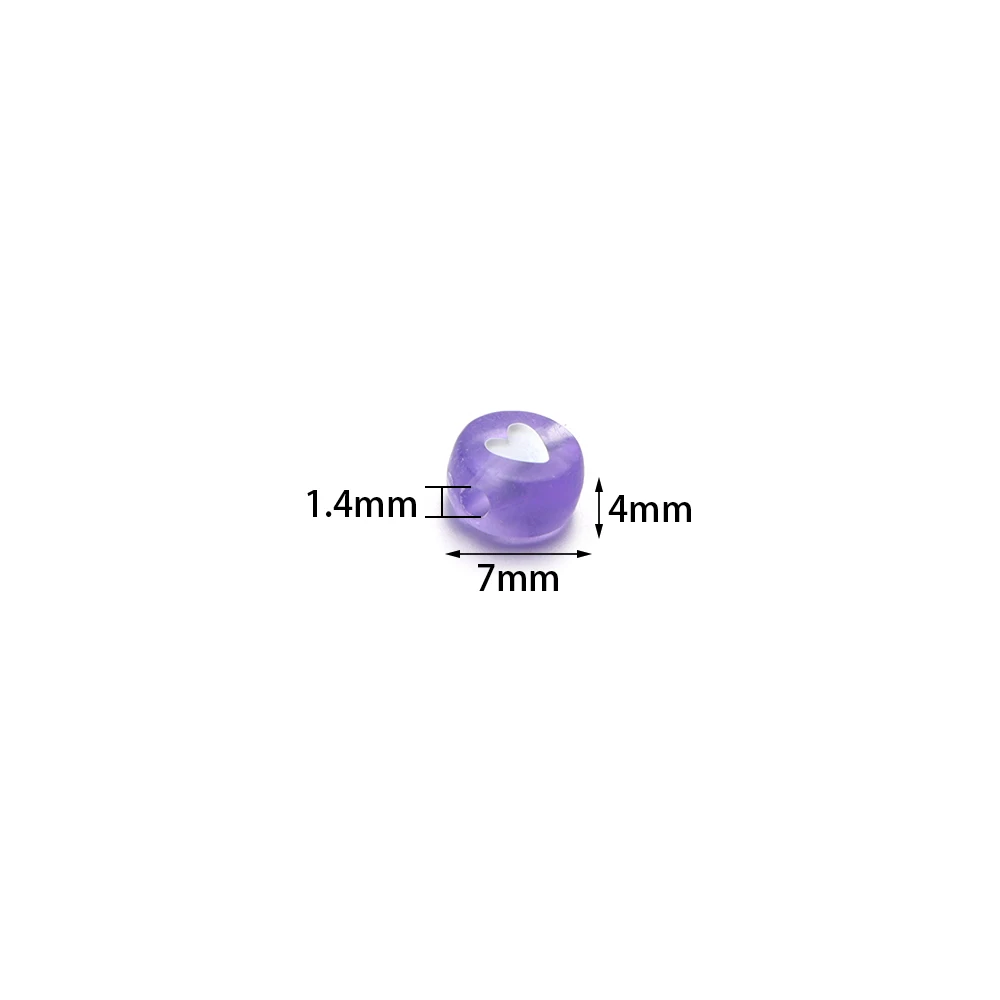 100pcs 7mm Acrylic Heart Beads Colorful Transparent Flat Round Loose Beads For Jewelry Making DIY Bracelets Necklace Accessories