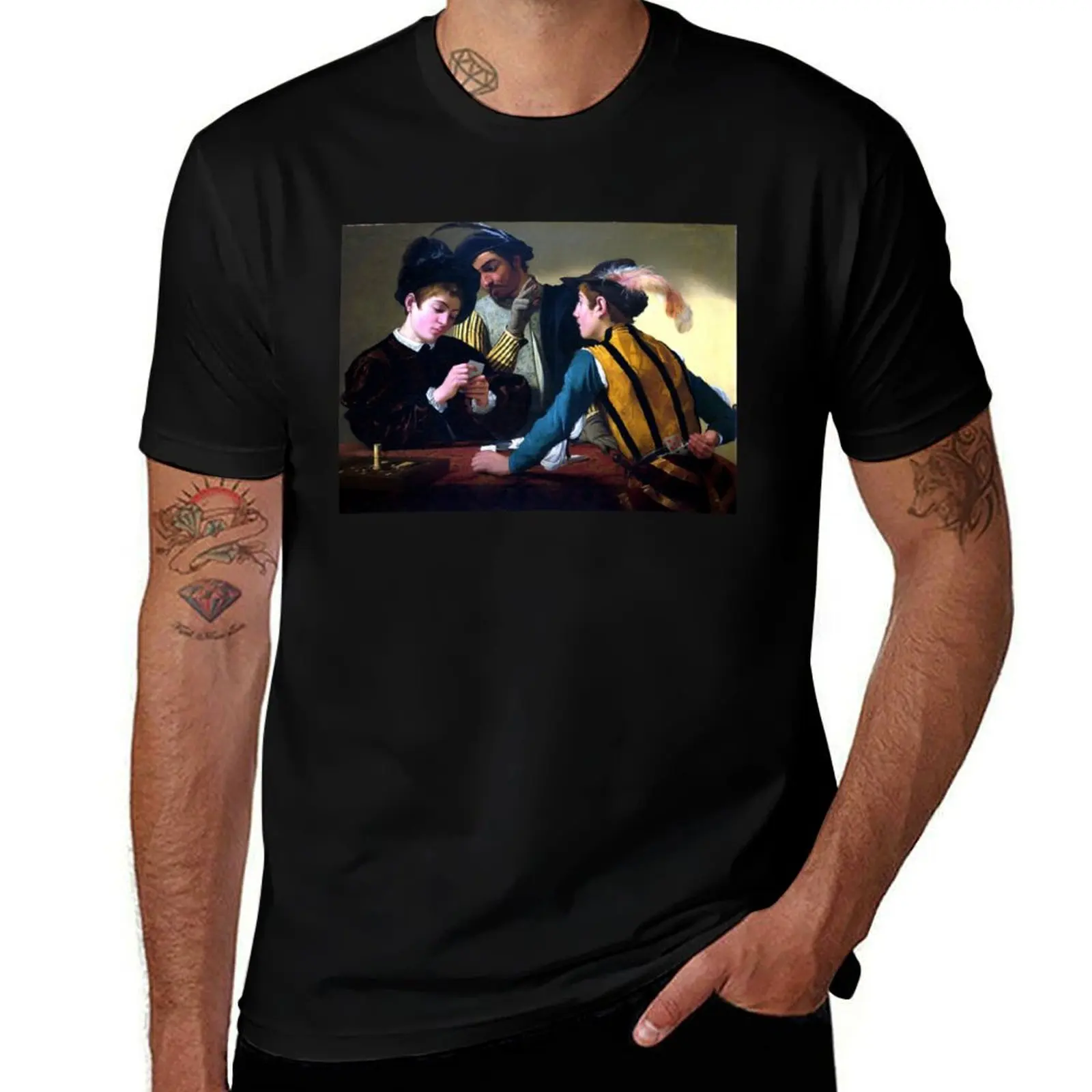 

High Resolution Caravaggio The Cardsharps 1595 T-Shirt t shirt custom print man tshirt