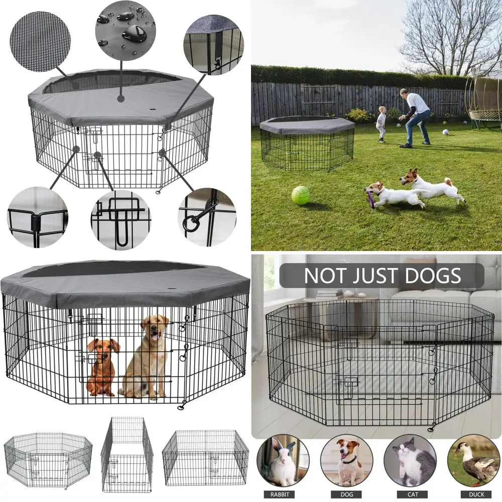 

Складной металлический вольер для собак с 8 панелями, 61 см (ширина) x 61 см (высота), включая верхнюю крышку