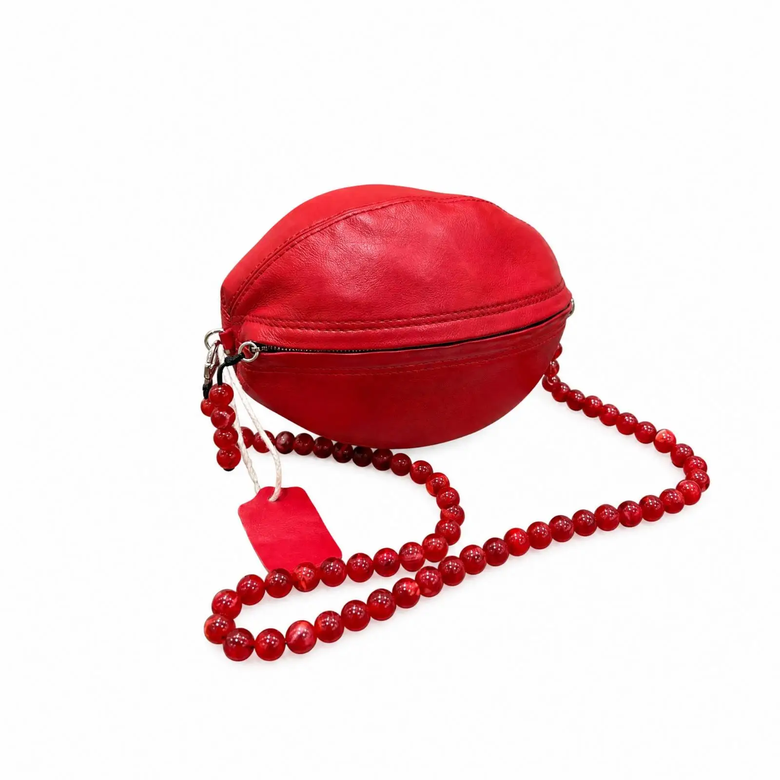 Soft Lamb Leather Beaded Shoulder Bag Crossbody Purse with Interior Pocket for Women