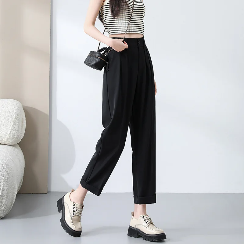 

Женские повседневные брюки-кюлоты с высокой талией, широкие штанины, осенняя модная одежда больших размеров