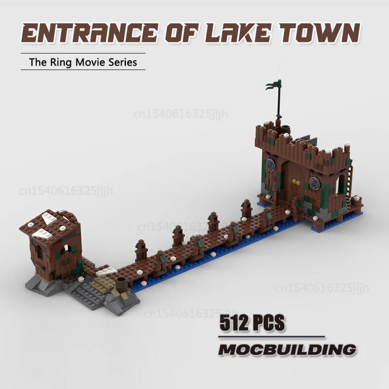 Entrance of Lake Town Moc Building Blocks The Rings Movie Assembly Technology Bricks Display Scence Toys Model Xmas Gifts