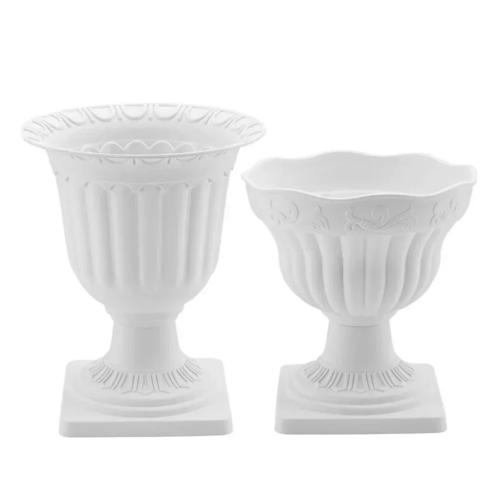 Column Copperstyle Carved Wedding Basin Props Desk Home White Pot Display Plastic Vase Distressed Retro Flower Arrangement Roman