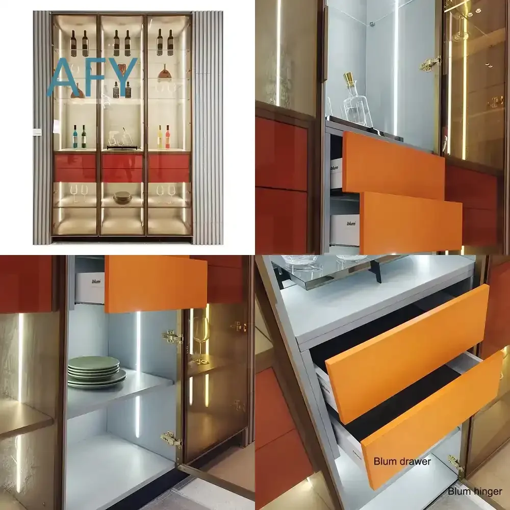 for Whole-House Customization Living Room Bar Furniture for Wine Display Cabinet 304 Stainless Steel Bar Cabinet Home Bar