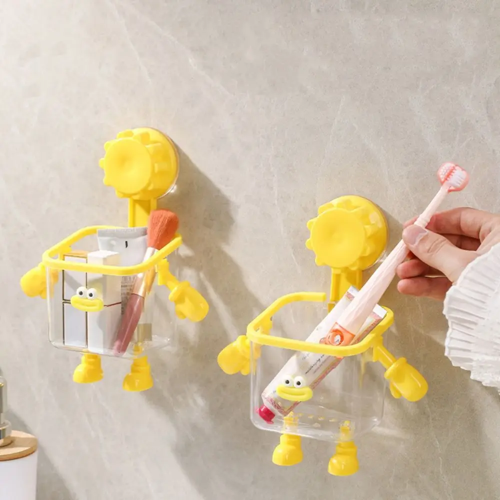 

2PCS Wall-Mounted Toothbrush Holder Robot Shape with Suction Cup Face Towel Storage Rack Cartoon Multi-Functional
