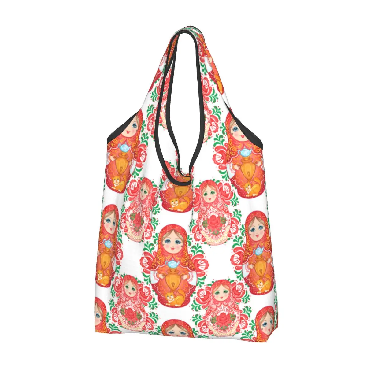 Babushka Matryoshka Russian Doll Grocery Tote Shopping Bag Women Kawaii Shopper Shoulder Bags Large Capacity Handbag