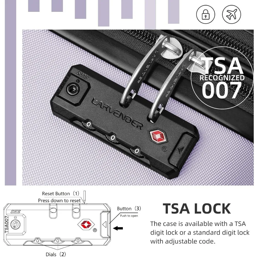 Juego de equipaje expandible de 3 piezas con ruedas giratorias, aprobado por aerolínea, cerradura TSA, maleta rígida, tamaño de mano 22x14x9