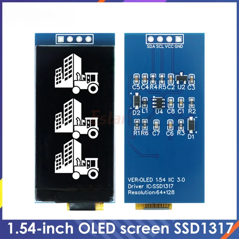 154-インチ-oled-ディスプレイ-64x128-ssd1317、4-ピン-i2c-spi-インターフェイス-arduino-diy-用ホワイトスクリーンモジュール