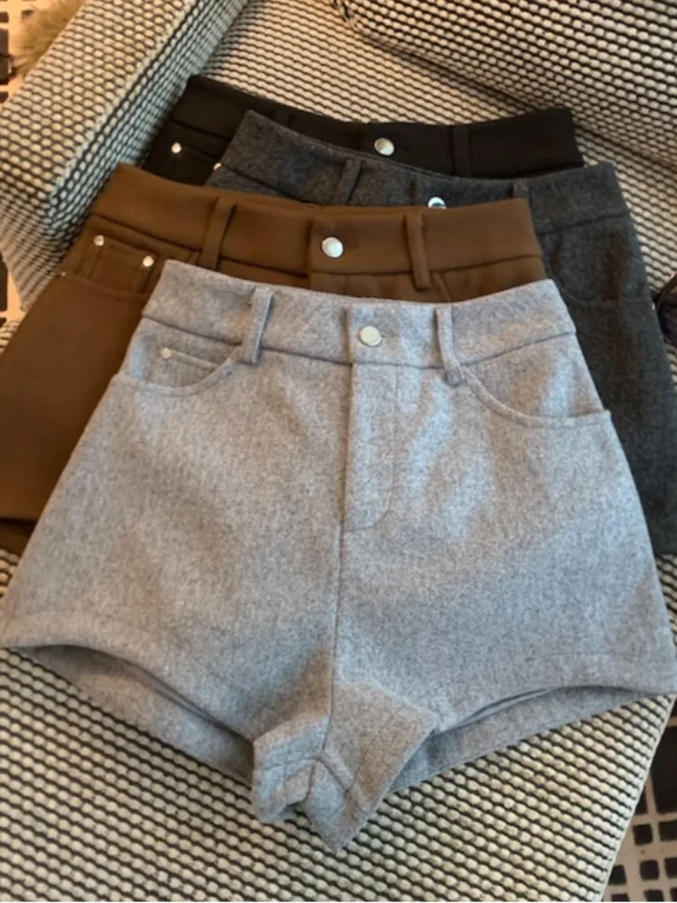 

Ретро-шерстяные утепленные зимние брюки с высокой талией для женщин, повседневные широкие брюки, дизайнерская модель, стройнящие, стильные