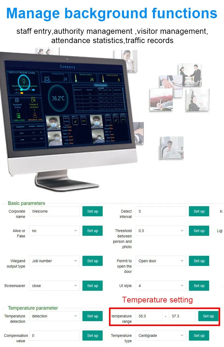 Face Recognition device biometric infrared facial thermal scanner can be used for office attendance