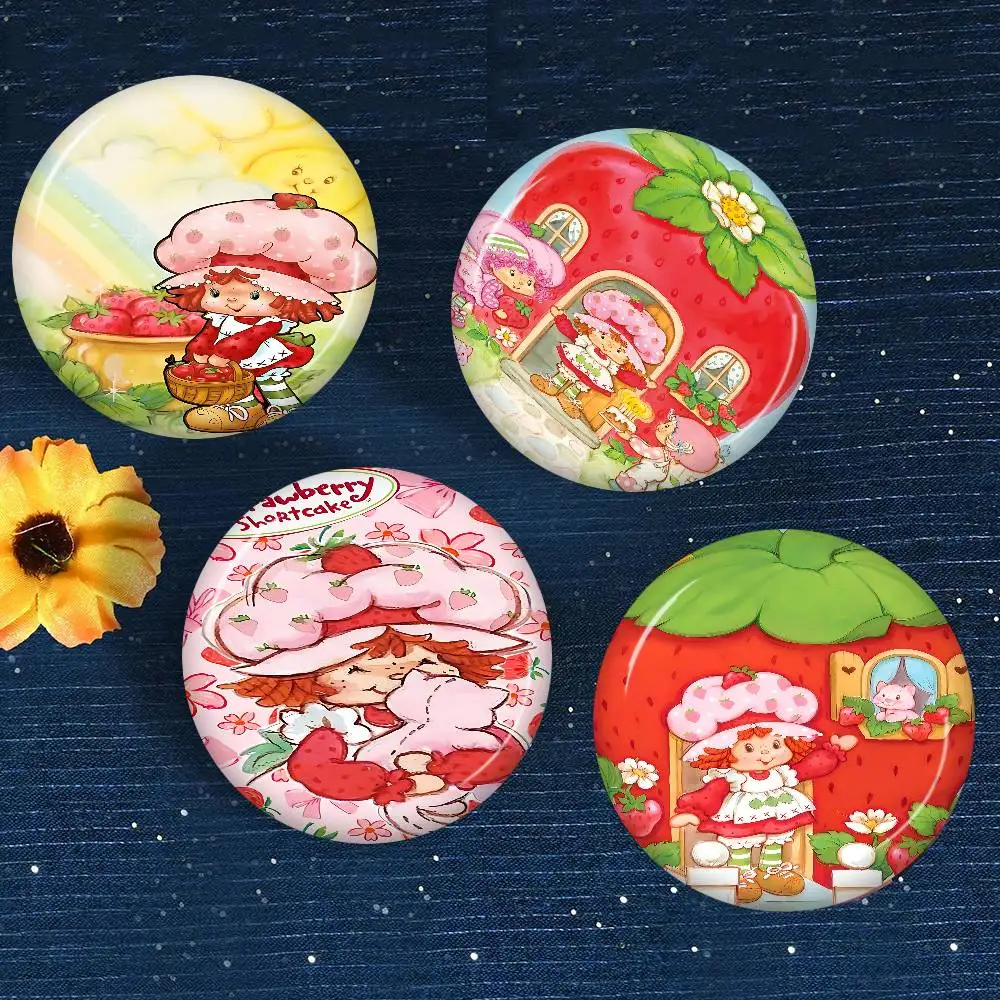 Cartoon Strawberry Shortcake 58mm Cute Anime Figure Icon Badge Handmade Tinplate Brooch Backpack Clothes Chest Ornament Gifts