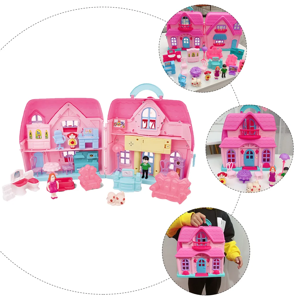 Caixa de armazenamento grandes bonecas brinquedo playset crianças playhouse brinquedos para meninas bebê com simulação luz diy kit plástico