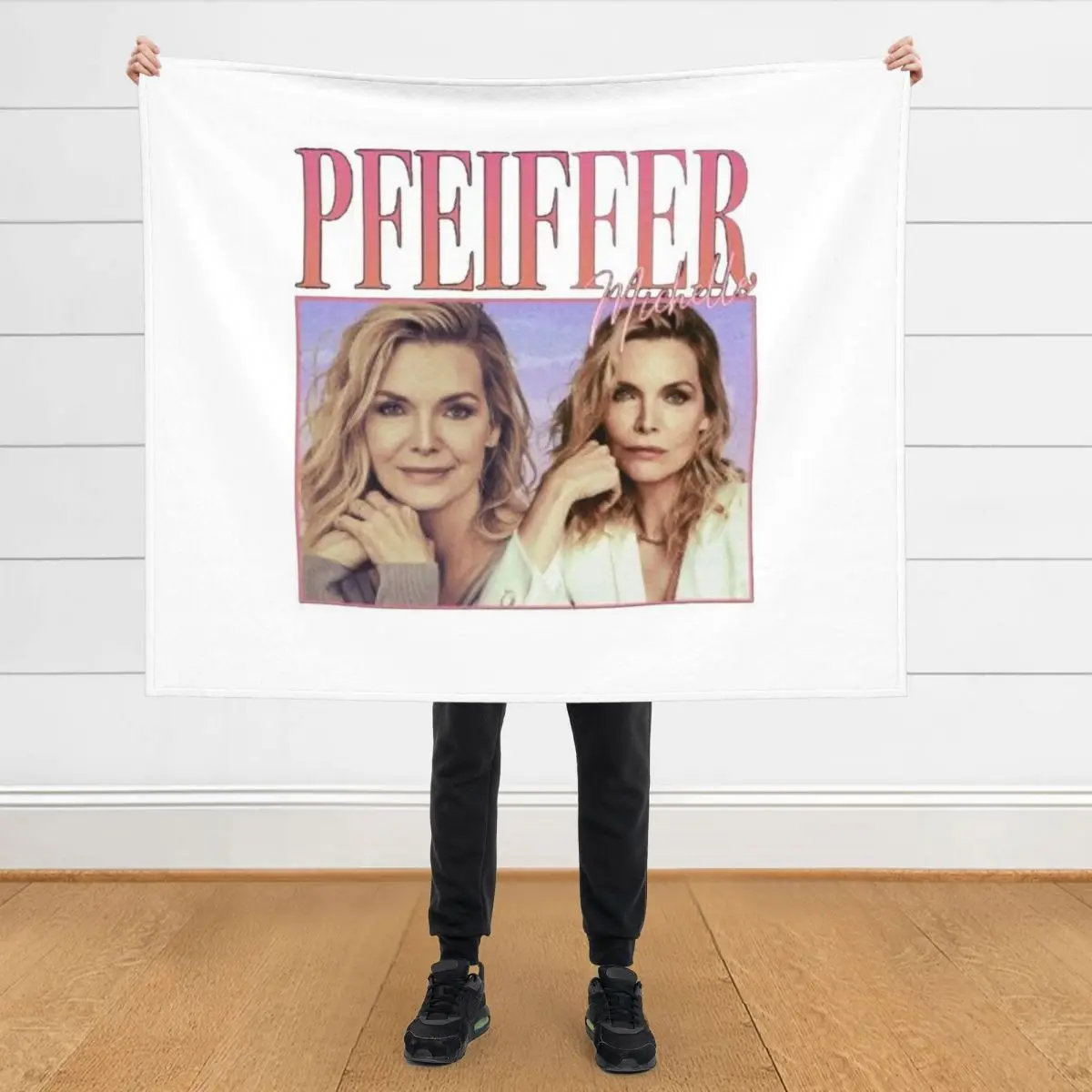

90's Retro style Michelle Pfeiffer Throw Blanket Flannel Fabric For Decorative Sofa Sofas Blankets