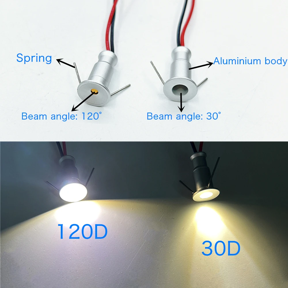 10mm Mini Spot Light 0.5W LED Spotlight DC12V Dimmable Spotlights Recessed Led Downlight Ceiling Lamp Showcase Display Lighting