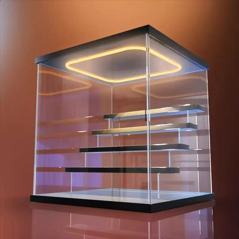 

Acrylic multi-layer ladder display box blind box toy model figure with lamp dust cabinet storage box