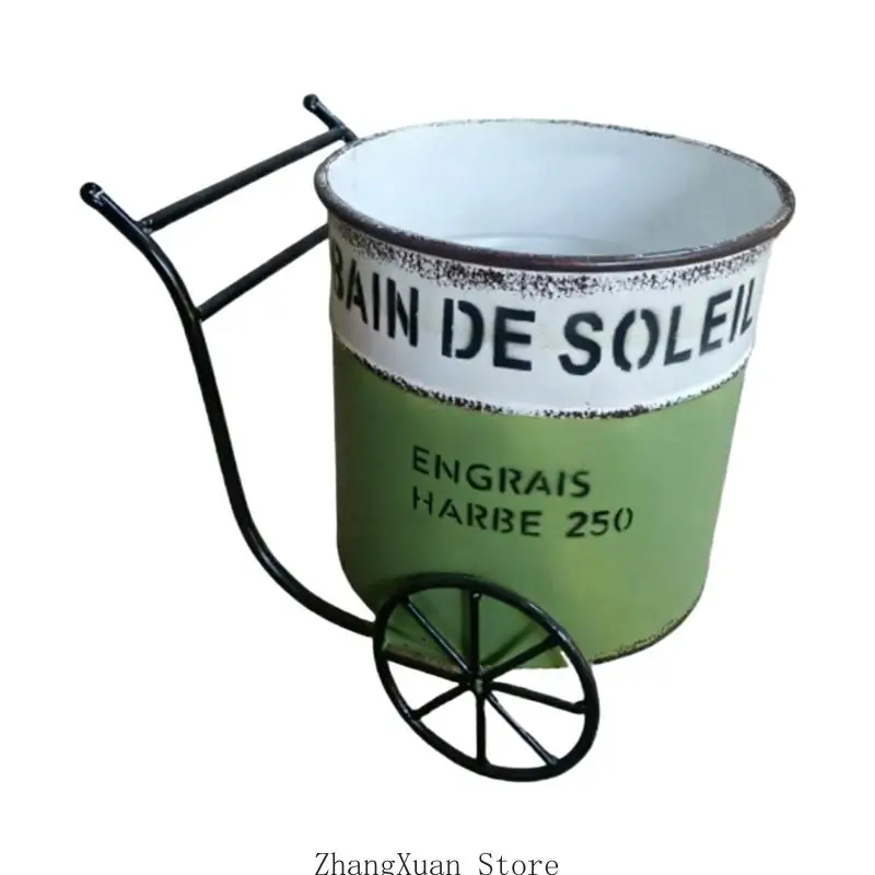 Iron Sheet Bucket Retro Flower Pot Courtyard Vase Home Furnishings Garden Decorate Garden Supplies Display 3XUF