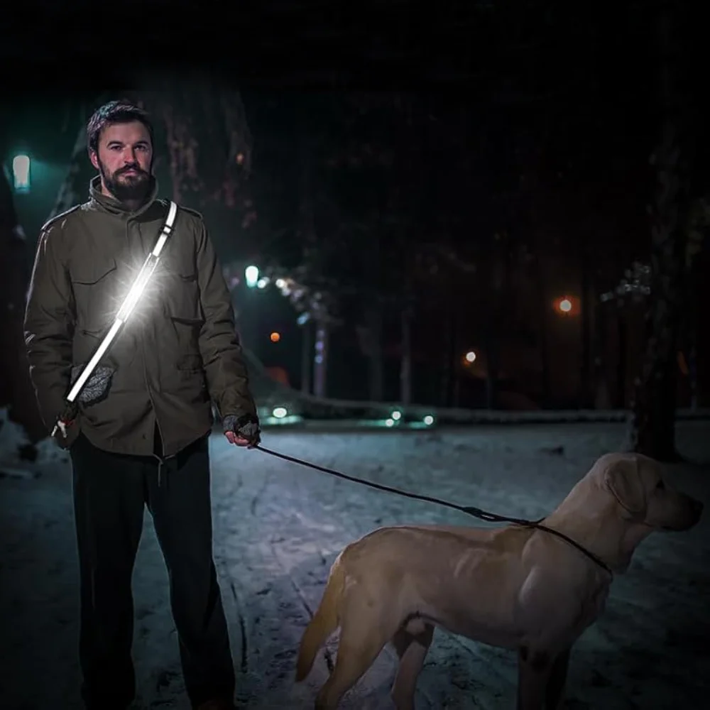 USB LED Reflective Belt Sash Adjustable Length Light Weight Running Belt Rechargeable Safety Light