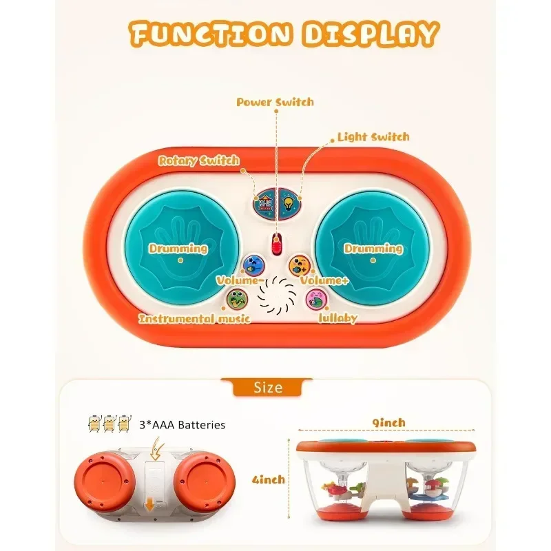 Tambour à clap pour bébé de 12 mois, jouet Musical pour enfants de plus de mois, jouets pour nourrissons, musique rotative sensorielle, jouets lumineux, cadeaux éducatifs précoces pour enfants