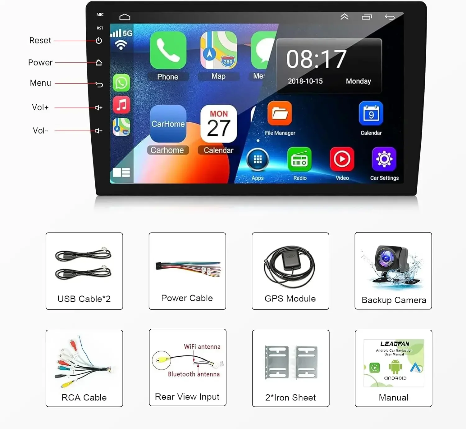 สำหรับรถจี๊ป ดอดจ์ แกรนด์ คาราวาน ระบบนำทางในรถยนต์ระบบแอนดรอยด์ 13 ขนาด 9 นิ้ว แบบยูนิเวอร์แซล พร้อมระบบ CarPlay + Android Auto ในตัว / 2+32G