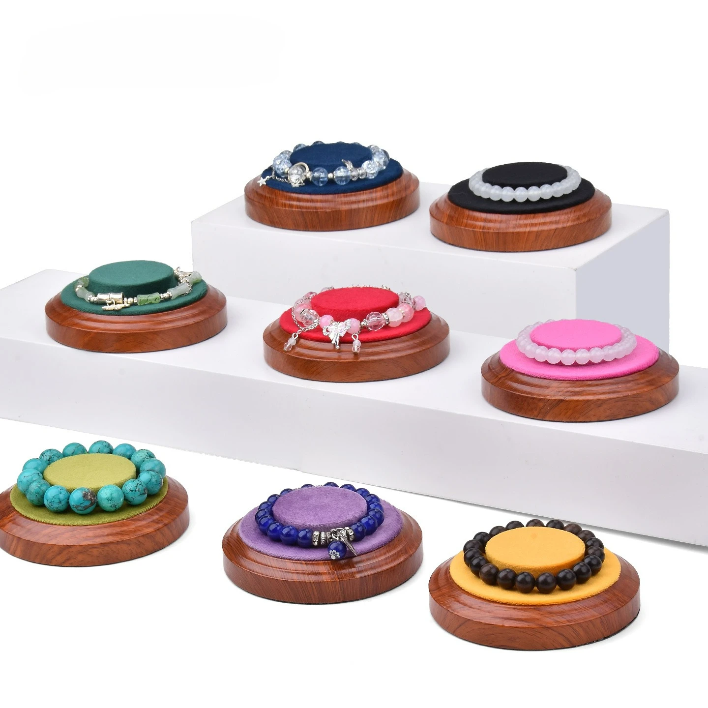 Wooden bracelet display plate, play beads, round jewelry display, photo props, hand wrap tray