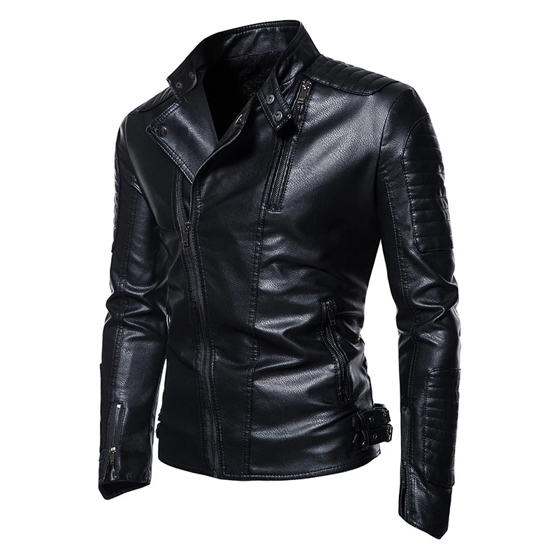 Winter Men's Warm Faux Leather Jackets Fashion Man Streetwear Motorcycle Leather Coats Men Fleece Windbreaker Biker PU Jackets
