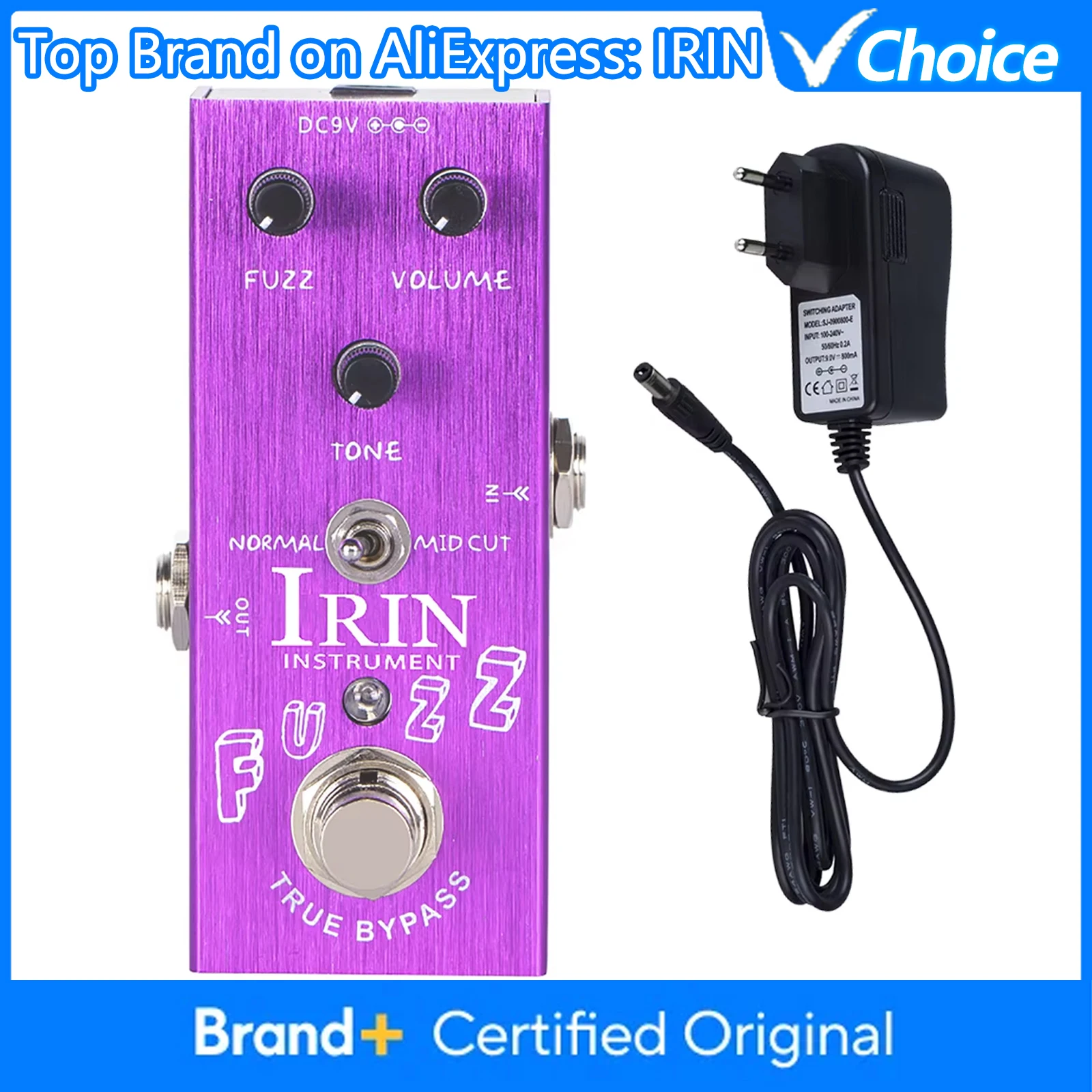 

Эффект-педаль IRIN AN-12 Fuzz для электрогитары, True Bypass, винтажный фузз-эффект, аксессуары для гитарных эффектов