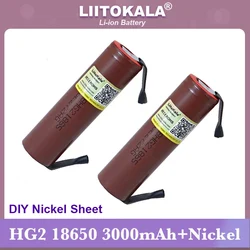 Liitokala 100% New HG2 18650 3000mAh Rechargeable battery 18650HG2 3.6V discharge 20A Power batteries + DIY Nickel