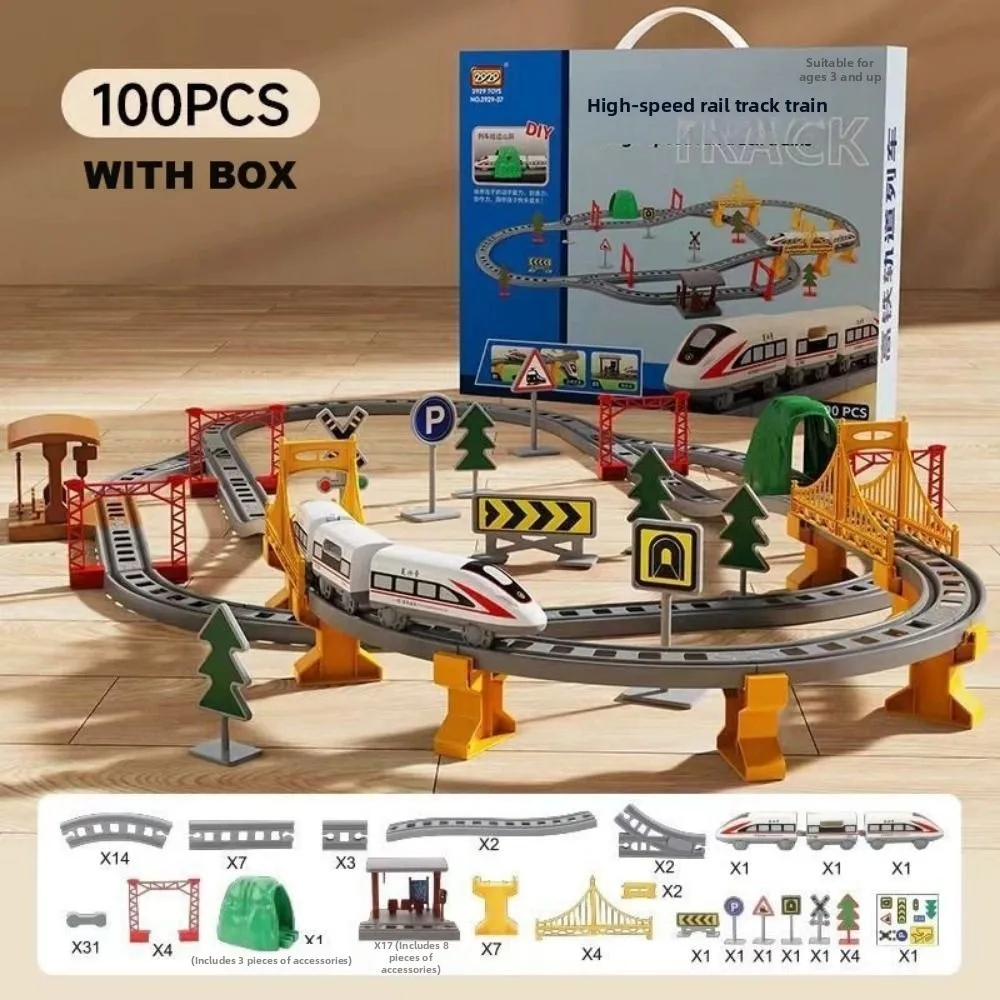 Treno elettrico per bambini 7 stili con binario con scatola Regalo di compleanno per auto con binario elettrico in plastica