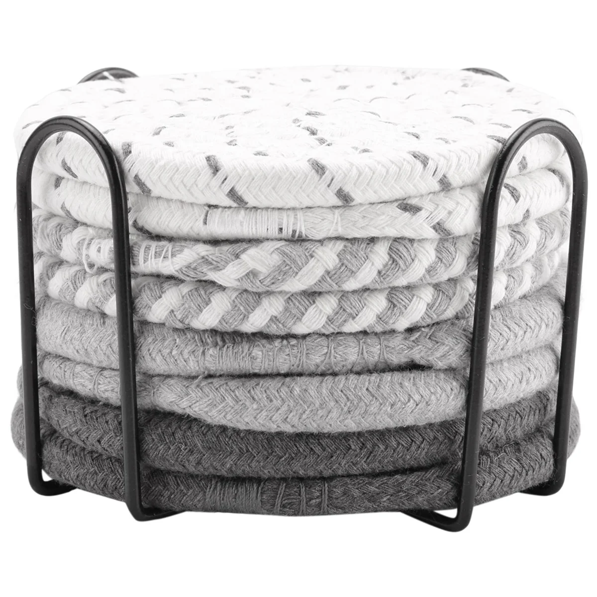 ABNH 8개 음료 컵받침(홀더 포함), 4가지 색상 흡수성 음료 컵받침, 홈 데코용 면직물 컵받침 세트 B