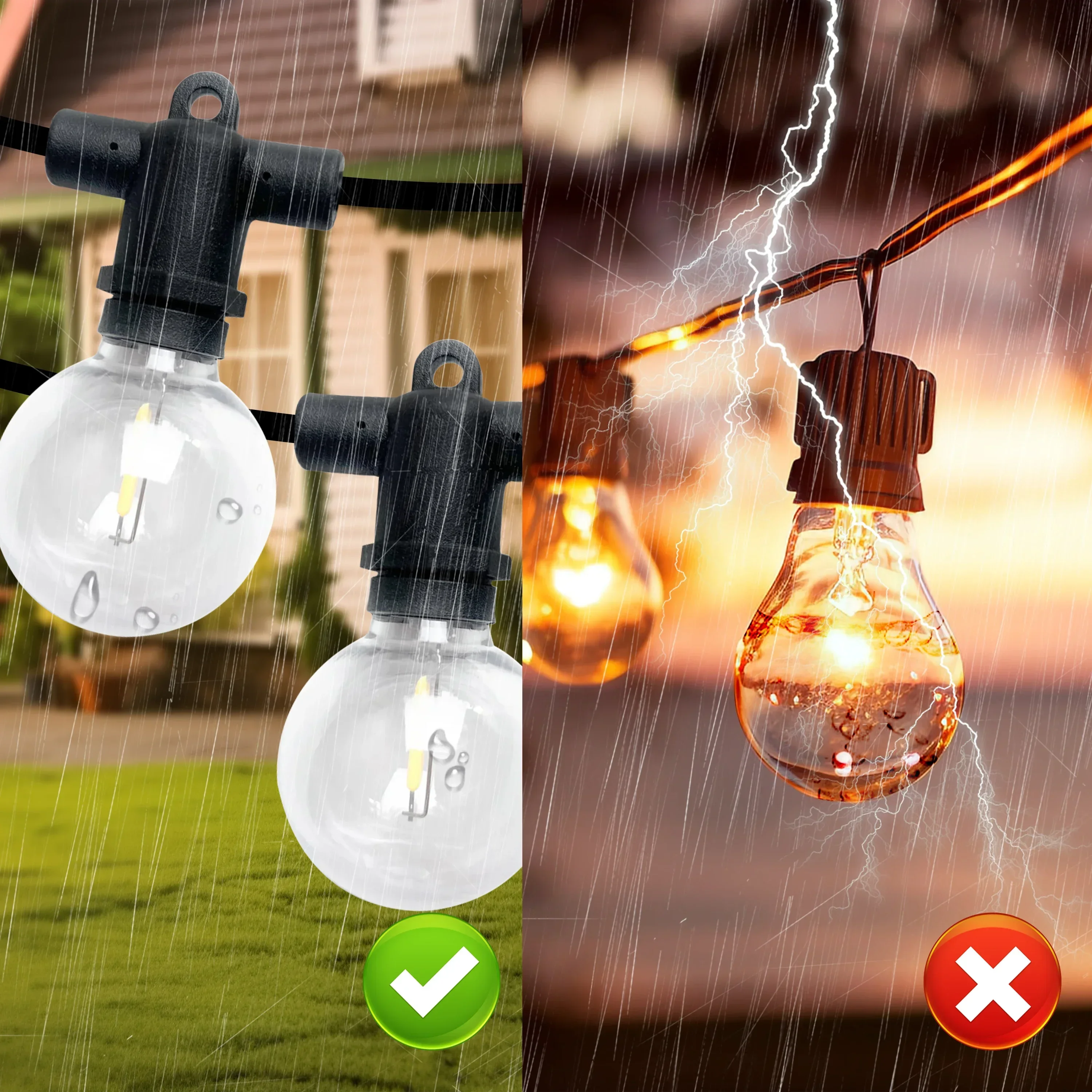 Festoon Outdoor Christmas led Lights Retro G40 Bulb Warm White IP65 Copper Fairy String Lights For New Year\'s Garland Decoration