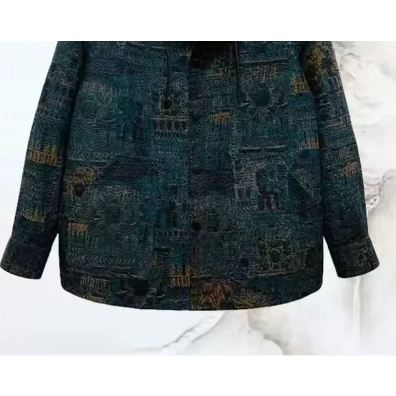 Hooded Embossed Jacket for Men Autumn Xiangyunsha Double-sided Jacket Mid-length Top for Men Trendy Print Trend Fashion Menswear