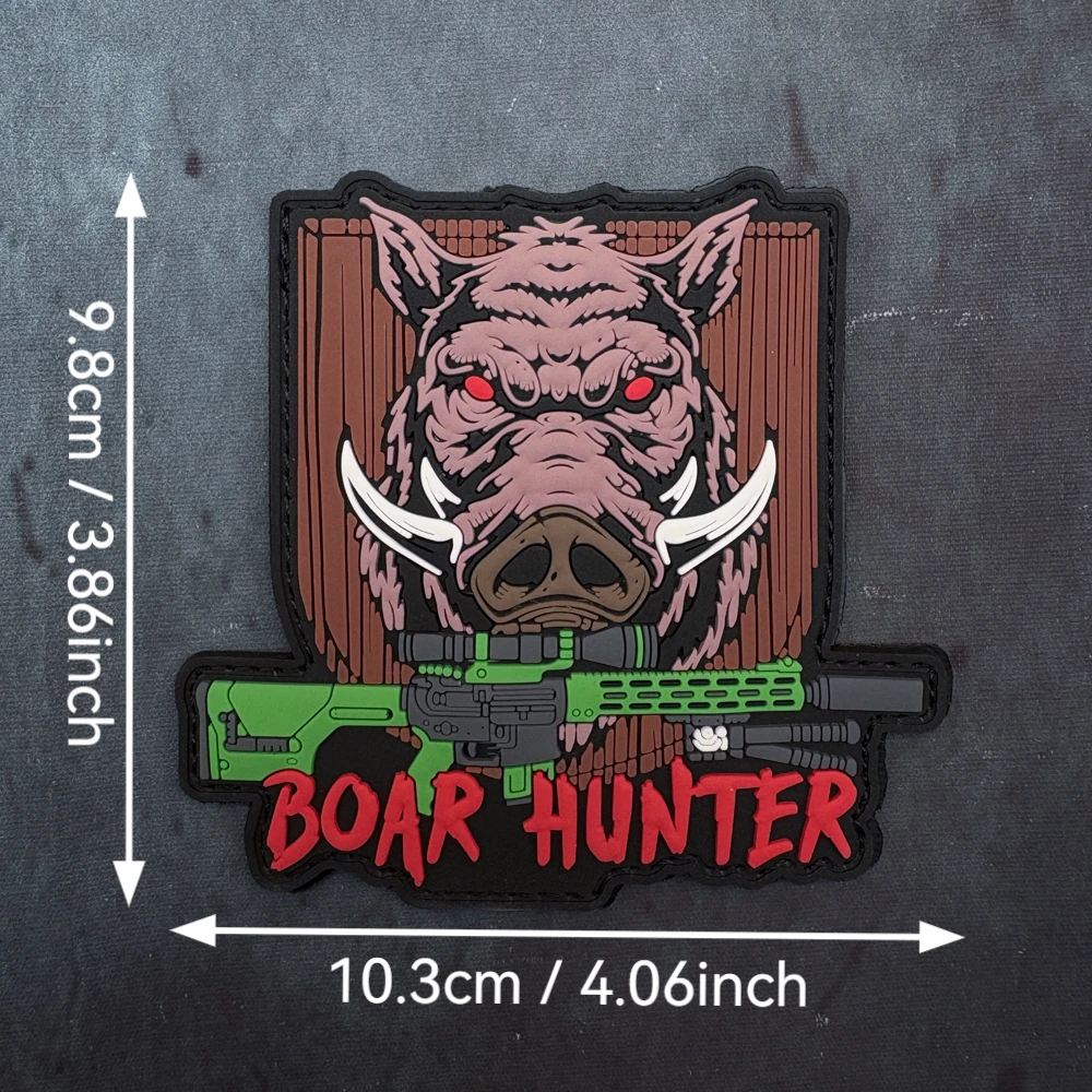 A Wild Boar Pvc Patch Tactical Vest/Strap Badge Sticker Patch Pvc, with Glow-In-The-Dark Effect, Hook-And-Loop Backing Morale Patch Backpack Patch Clothing Patch Soft Rubber