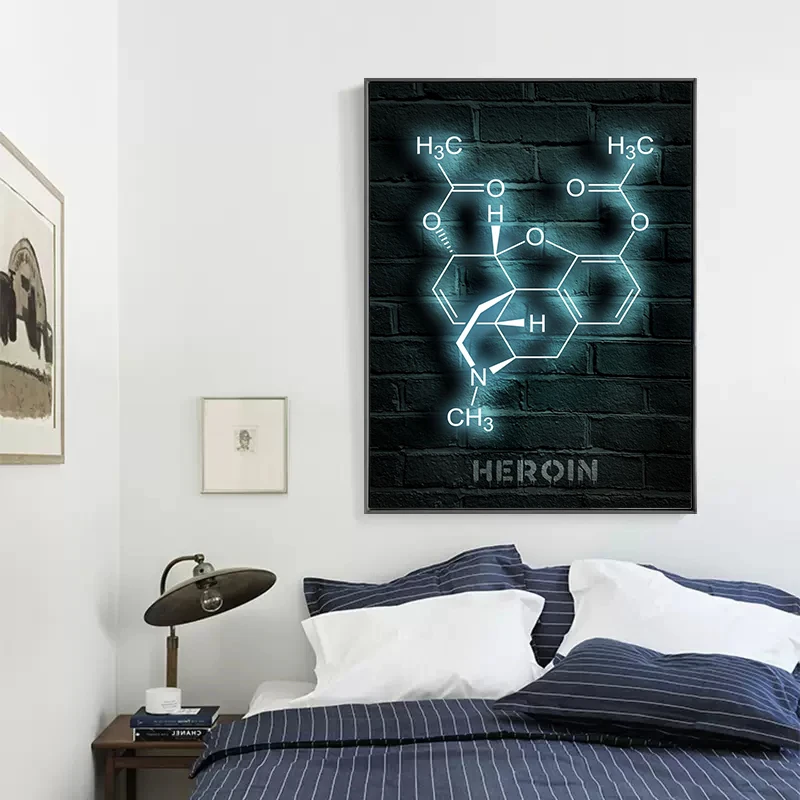 الكيمياء جزيئات النيون الملصقات قماش اللوحة الأدوية الحديثة جدار صورة فنية لغرفة المعيشة ديكور المنزل