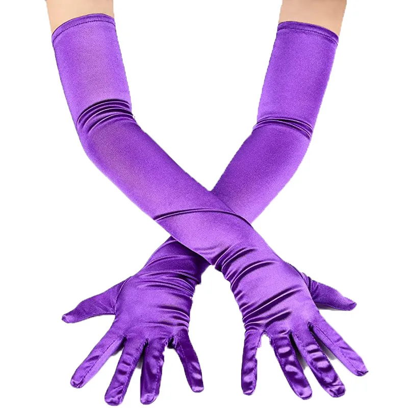 55cm long teen girl club wear Satin Gloves Wedding Performance elegant Ball Gloves Clothing Accessories Dance Gloves