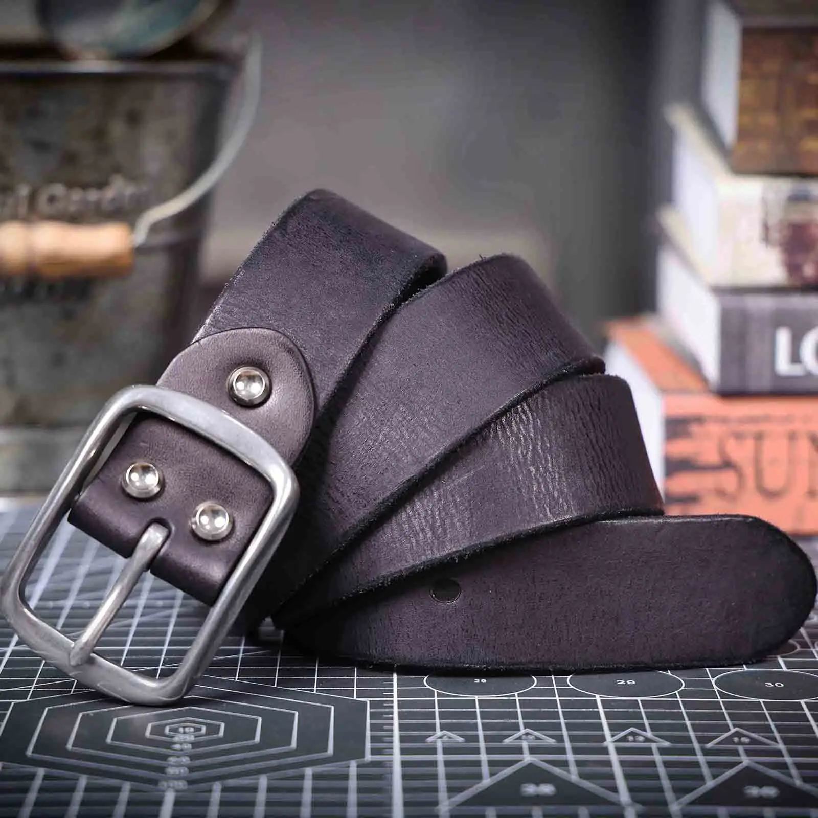 Vintage Echt leder Herren Rindsleder Gürtel Edelstahl Schnalle italienisches verdicktes Leder mit Geschenk box, ideale Wahl für Geschenk – Detail 30
