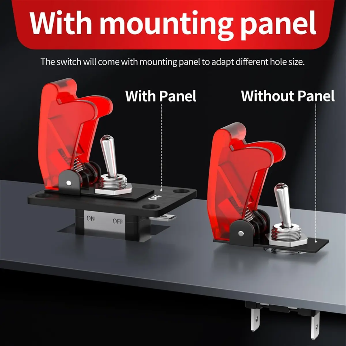 مفتاح تبديل ABNH 12 فولت تيار مستمر 20 أمبير مفتاح تبديل مضاء 3 دبوس تشغيل/إيقاف SPST LED مضاء مع لوحة تركيب