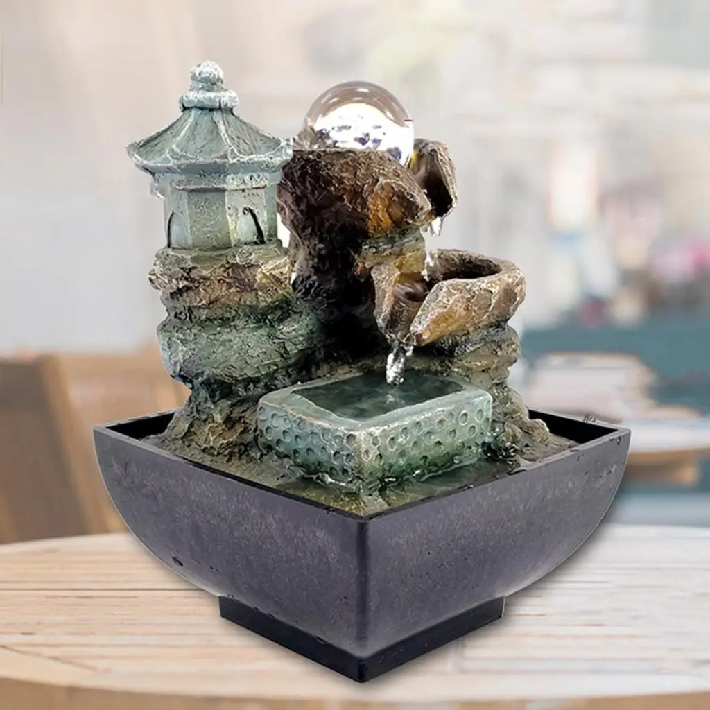 Tabletop Water Fountain Feng Shui Meditation Waterfall Fountain Landscape Waterfall Fountain Chinese Fengshui Ornaments
