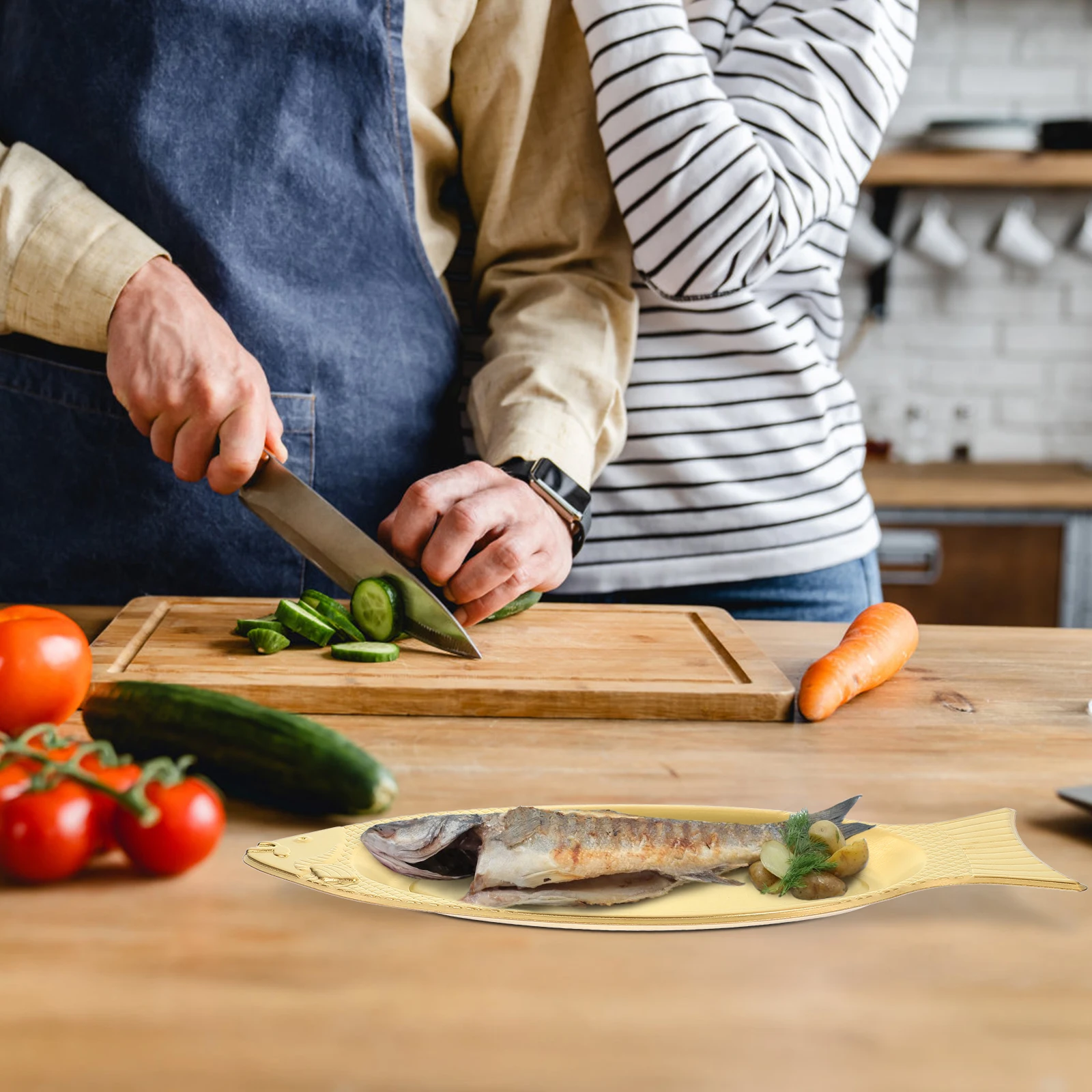 

Fish-Shaped Plate Stainless Steel Steamed Baking Tray Kitchen Gadget Serving Plate Food Storage Decorative Tray