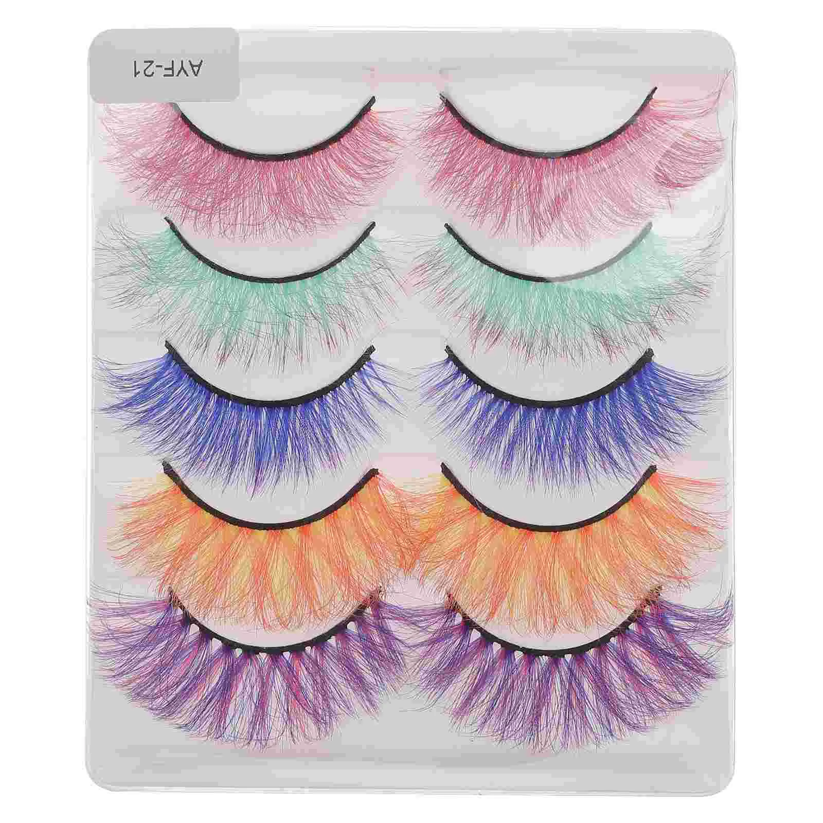 

5 Pairs Colored False Eyelashes Extensions Party Flash Long