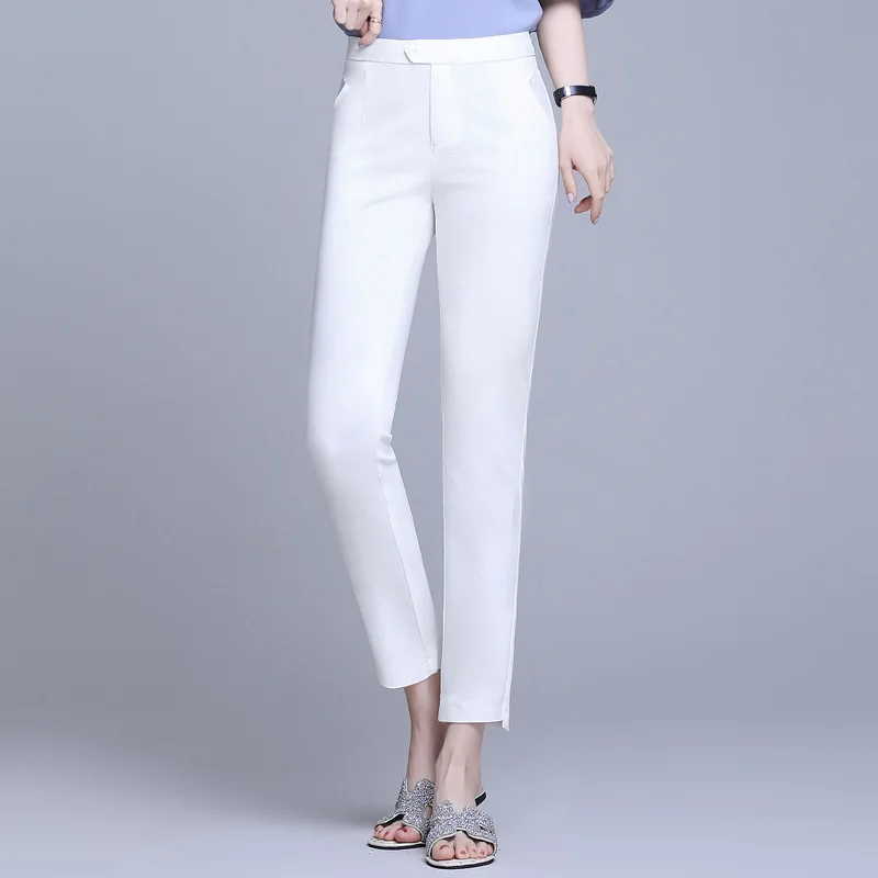 

2022 Summer Women Pants Casual Solid Spring Summer Cotton Linen Lady Ankle -Length Trousers Pants