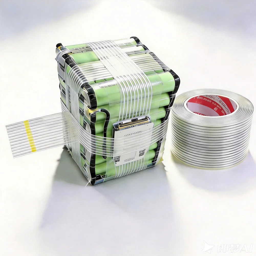 Striped Fiberglass Tape for Lithium Battery Pack Insulation - Transparent, Single-Sided Adhesive Seal for Secure Packaging