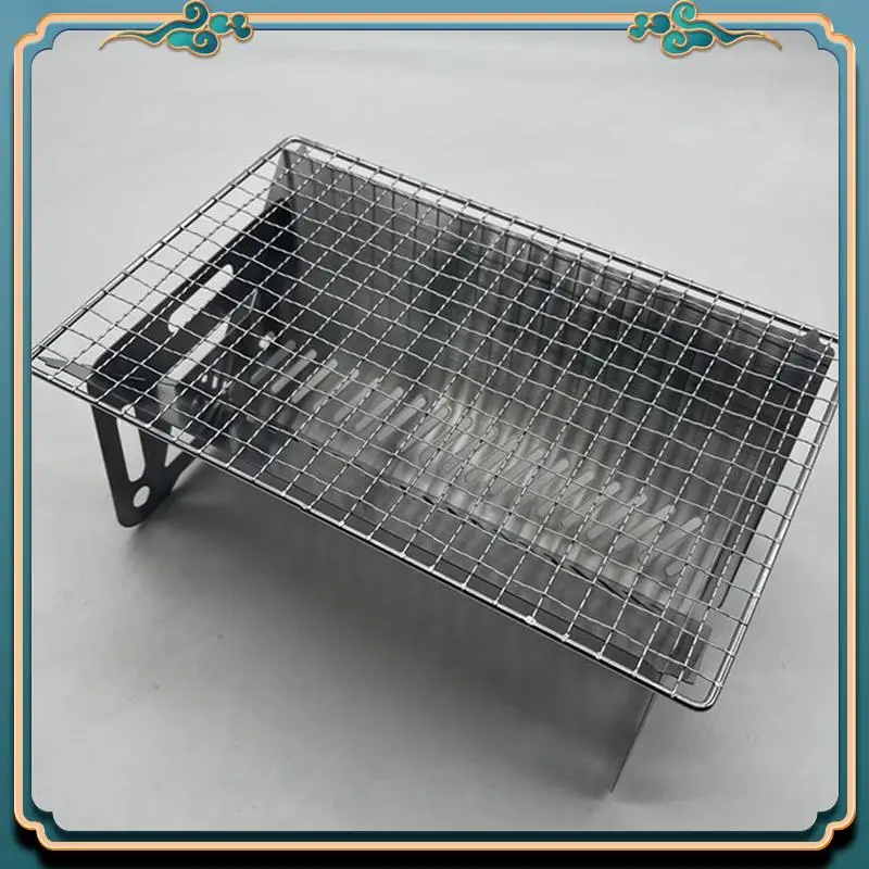 Latest 2 Models Portable Outdoor Folding Card Stove Stainless Steel Barbecue Stove Firewood Camping Supplies Charcoal Stove