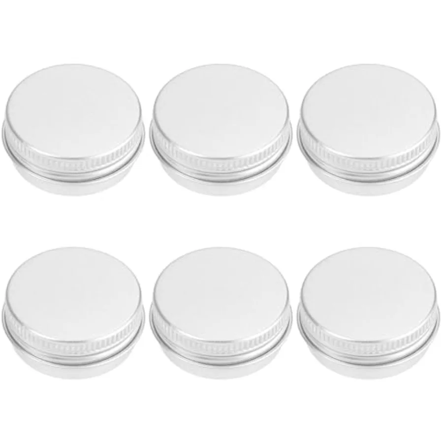 6 Pack 0.5 oz Metal Round Aluminum Tin Jar Containers with Screw Lid Leak Mini Proof Refillable Bottle Salve Tins Lip Balm Loti
