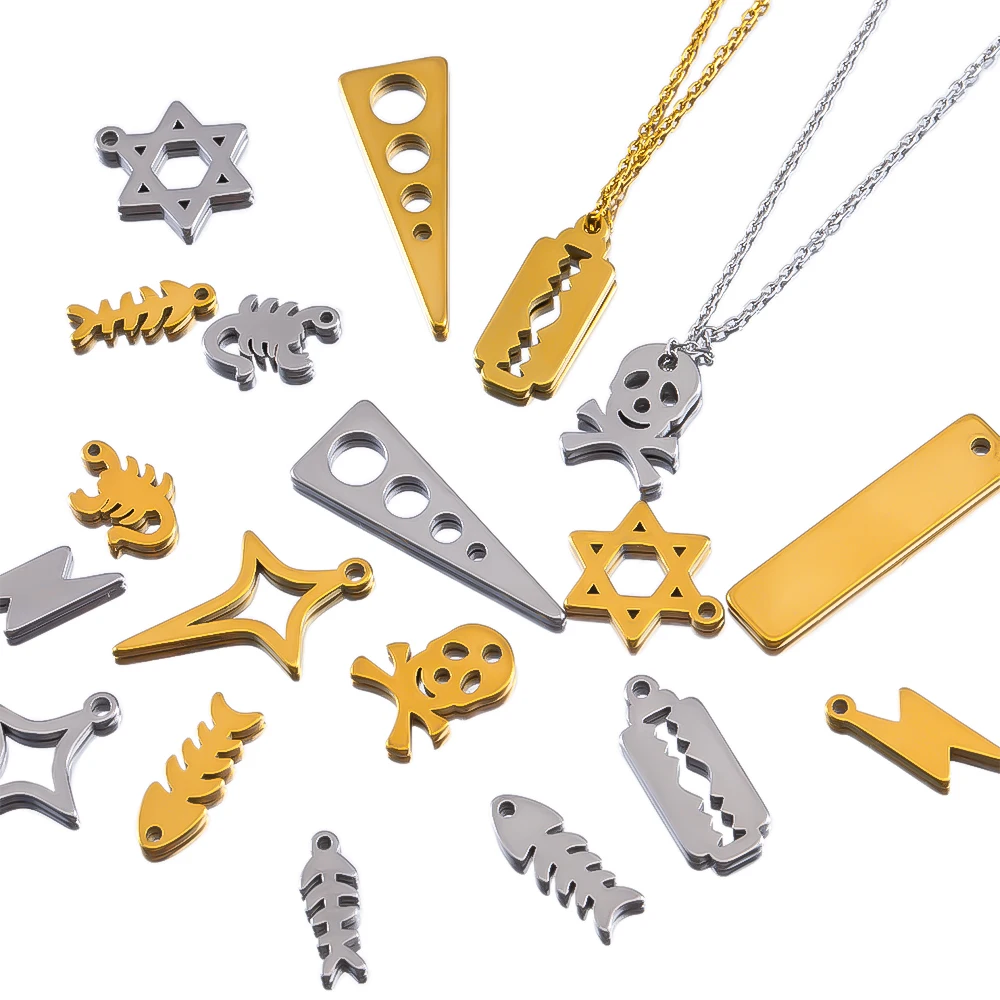 2pcs Stainless Steel Multi Style Hollow Out Pendants For DIY Earrings Bracelet Jewelry Accessories Simple And Versatile Material